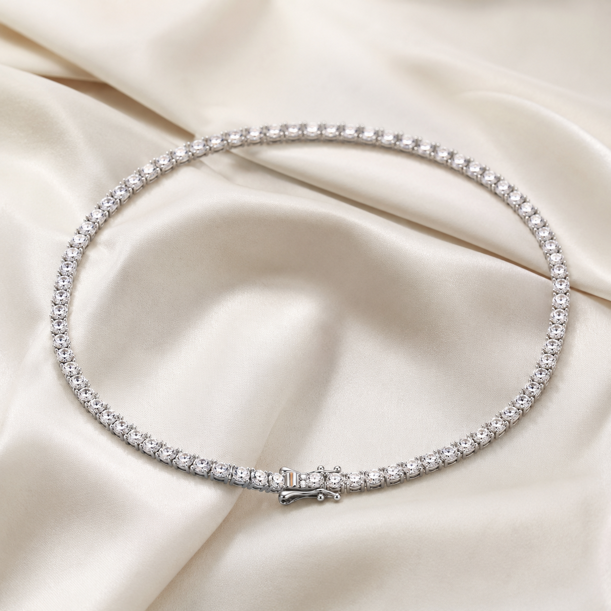 フルラインモアサナイトネックレス / 0.1ct×128石