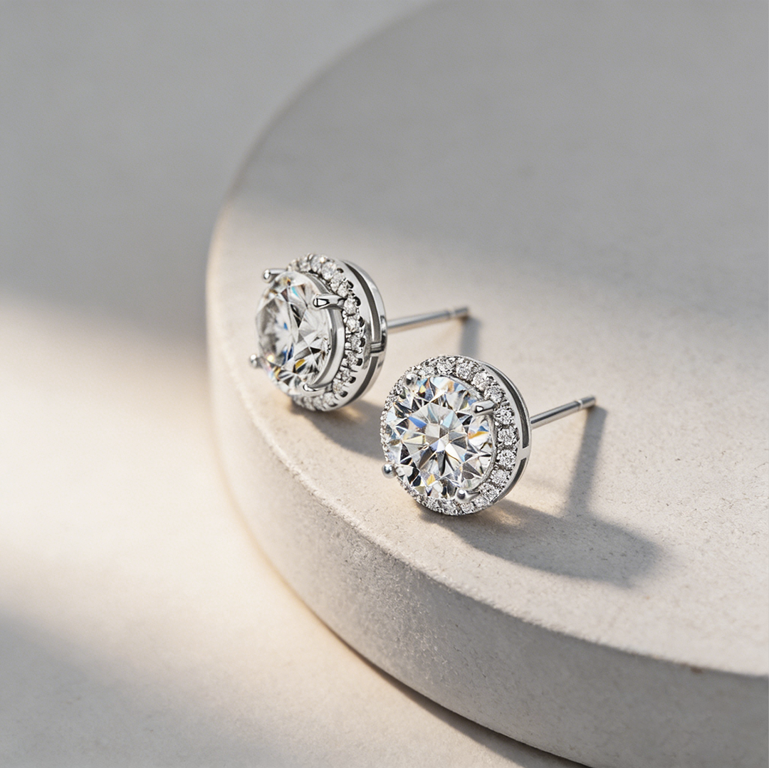 ヘイローモアサナイトピアス / 1.0ct×2
