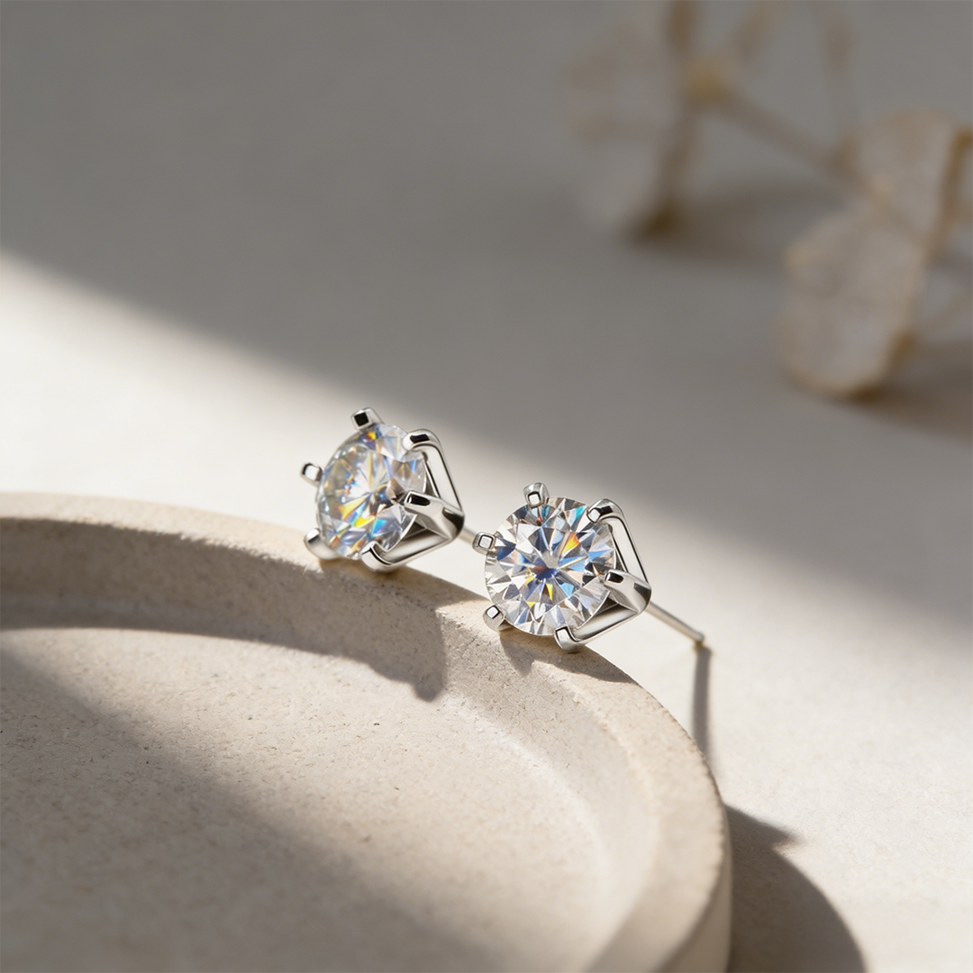 ソリティアモアサナイトピアス / 0.5ct×2