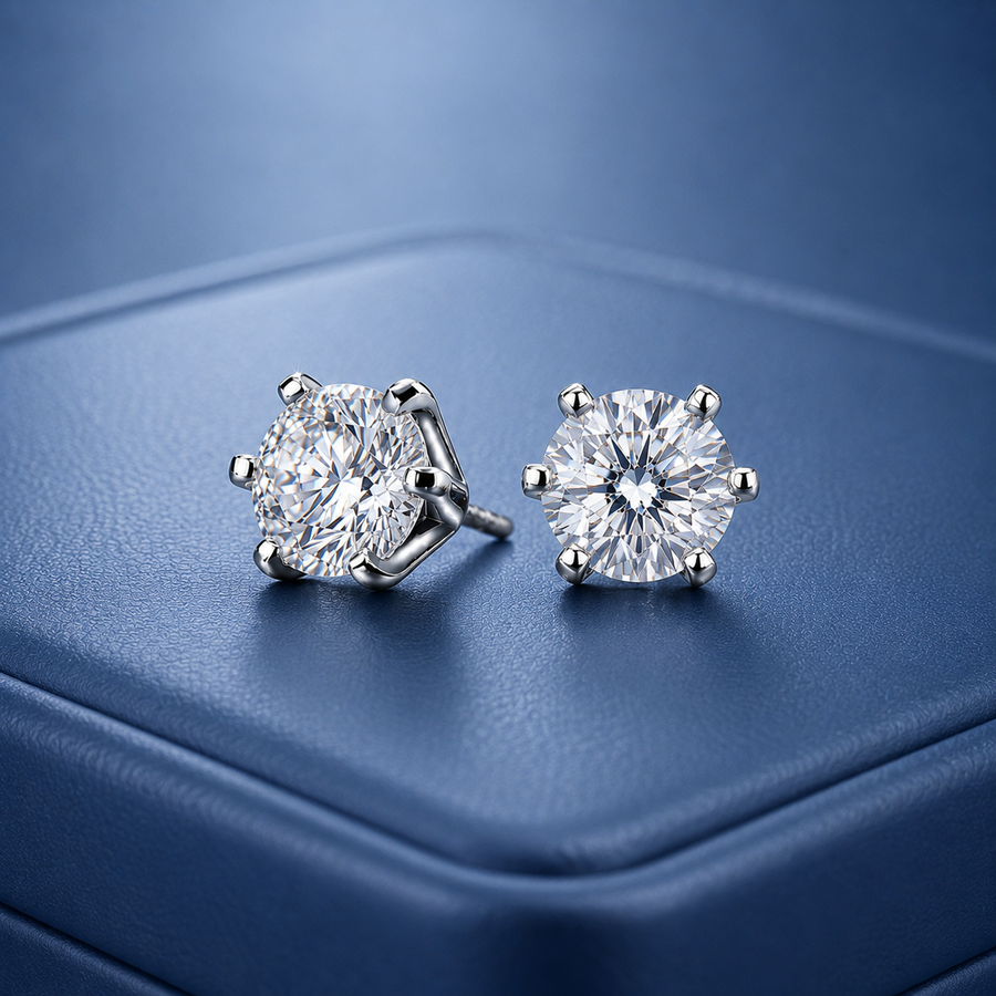 ソリティアモアサナイトピアス / 0.5ct×2