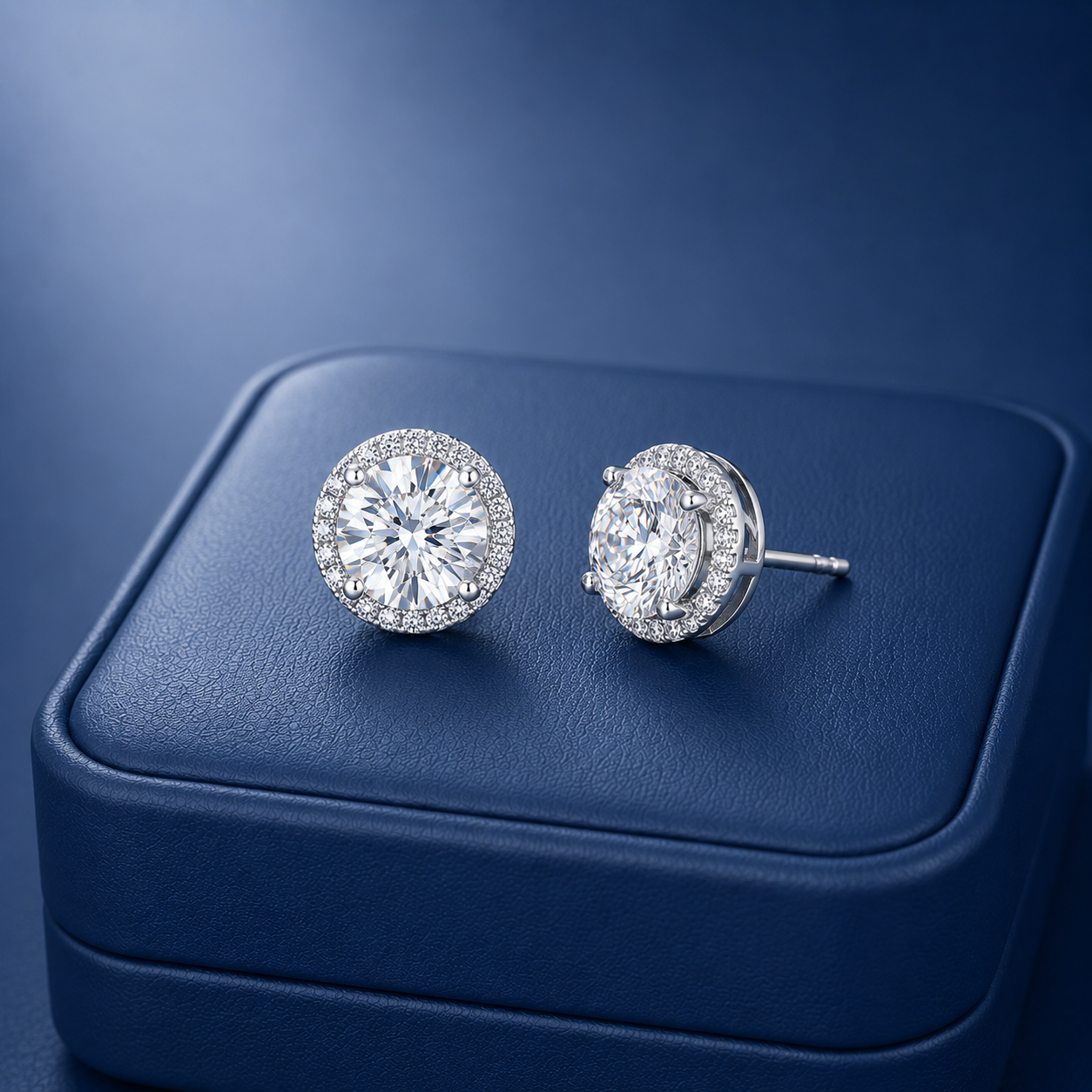 ヘイローモアサナイトピアス / 1.0ct×2