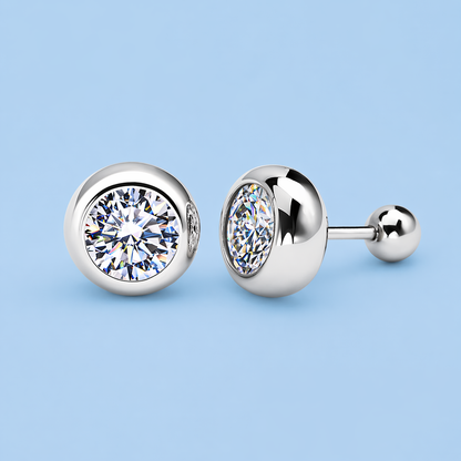 ベゼルセッティング モアサナイトピアス / 0.5ct×2