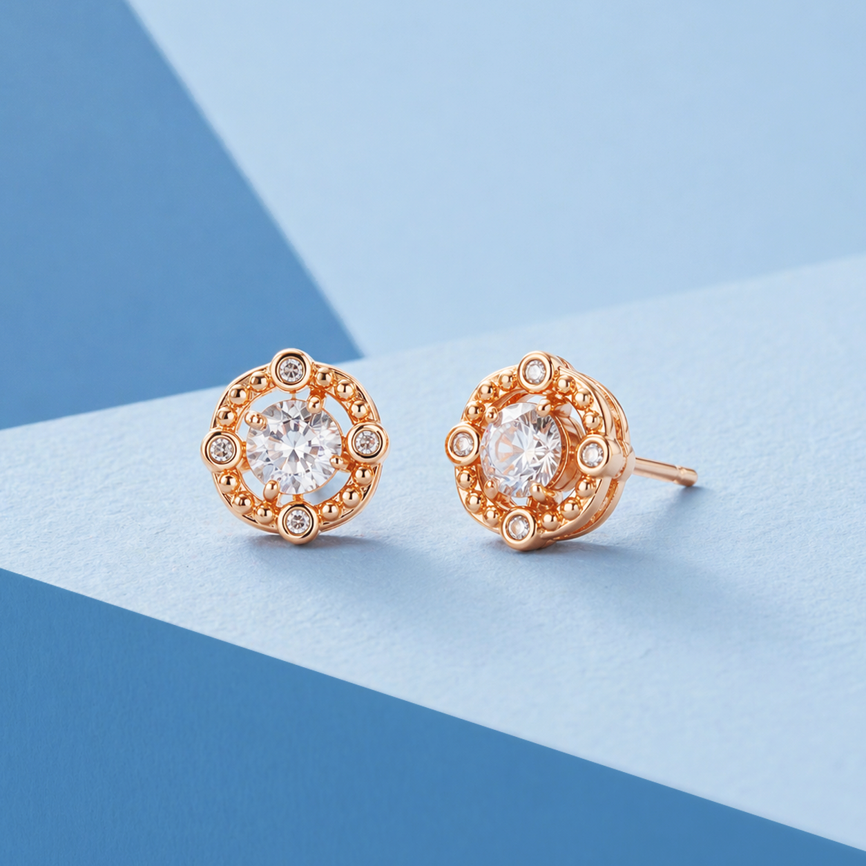サークルモチーフ モアサナイトピアス / 0.4ct×2