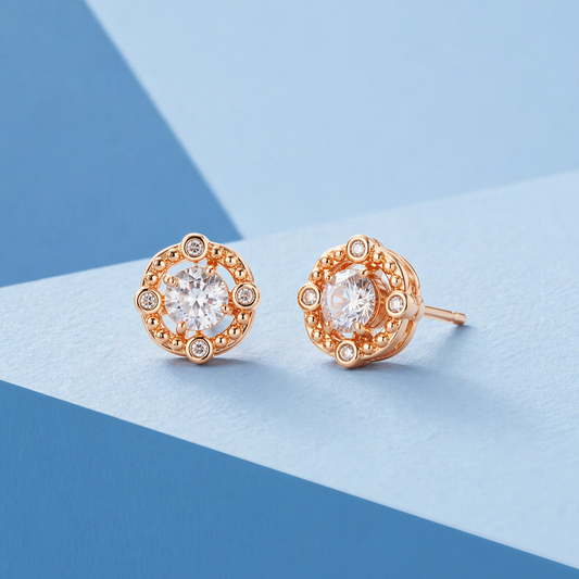 サークルモチーフ モアサナイトピアス / 0.4ct×2