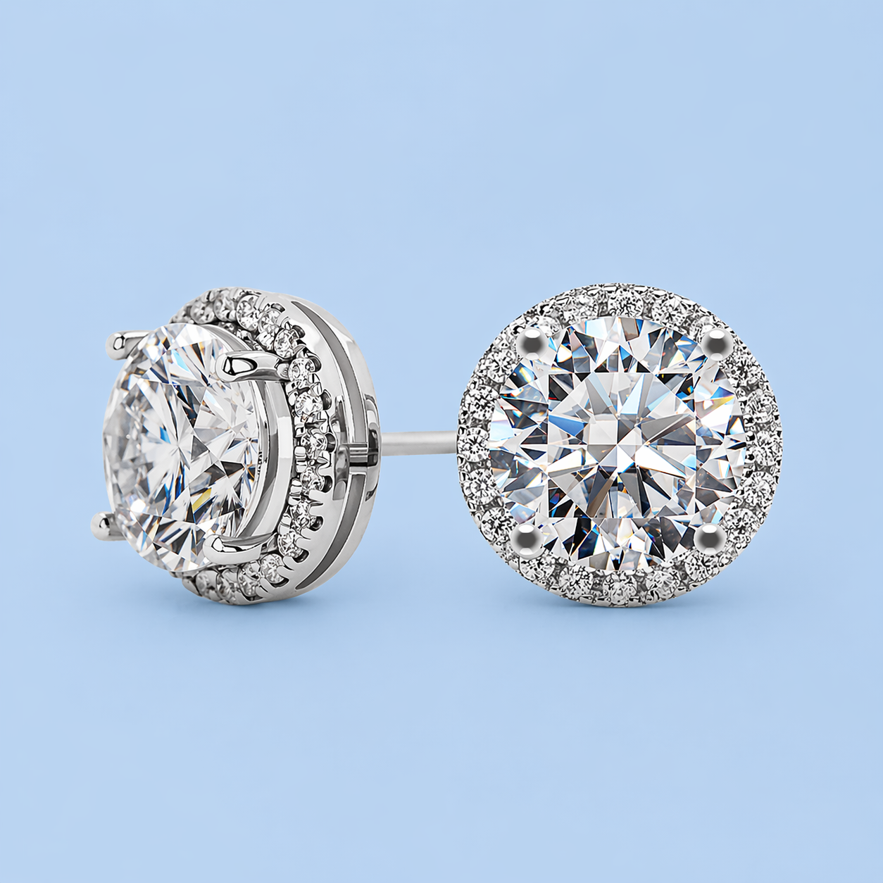 ヘイローモアサナイトピアス / 1.0ct×2