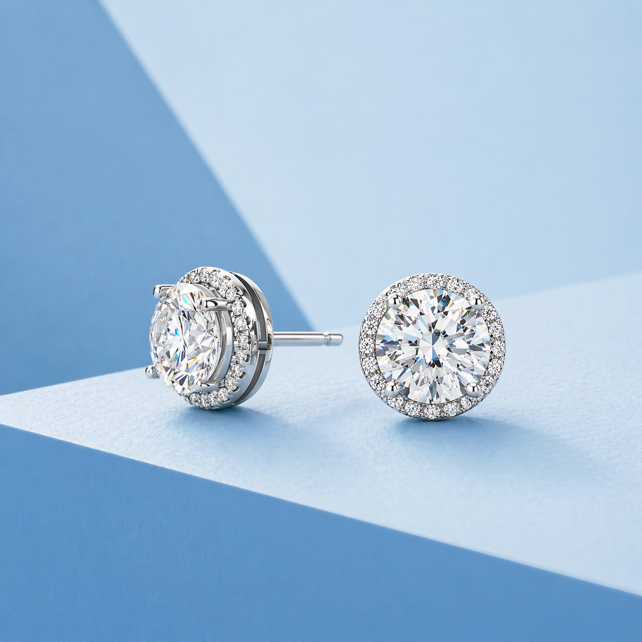 ヘイローモアサナイトピアス / 1.0ct×2