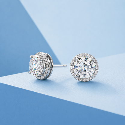 ヘイローモアサナイトピアス / 1.0ct×2