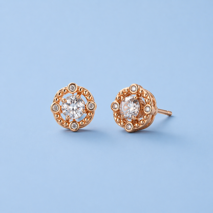 サークルモチーフ モアサナイトピアス / 0.4ct×2