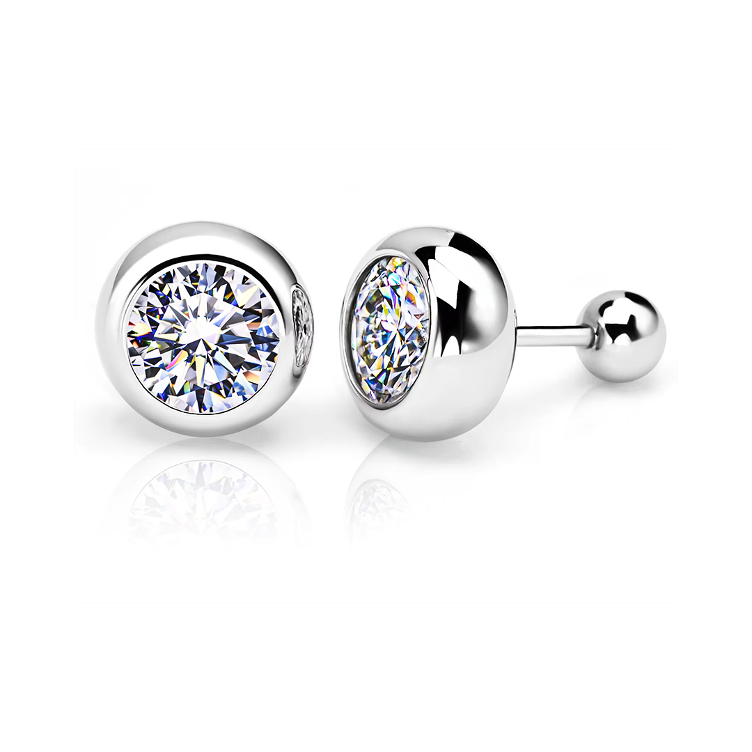 ベゼルセッティング モアサナイトピアス / 0.5ct×2