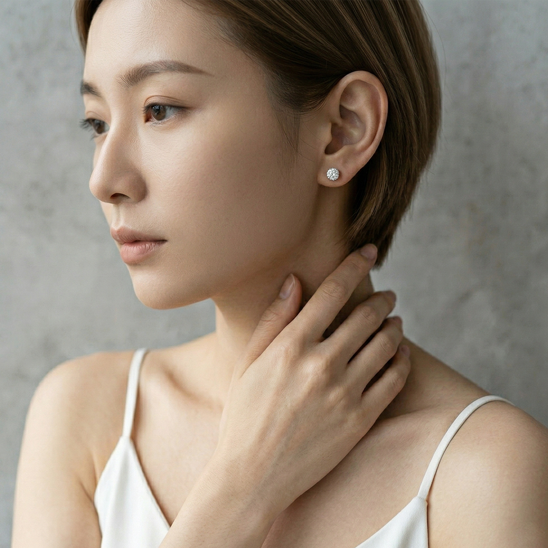 ヘイローモアサナイトピアス / 1.0ct×2