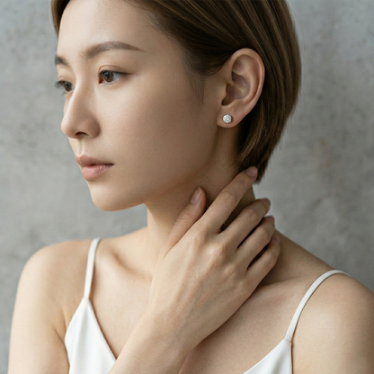 ヘイローモアサナイトピアス / 1.0ct×2