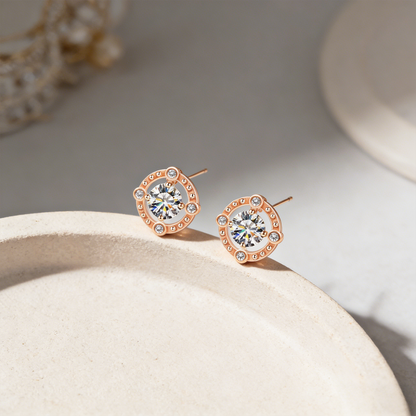 サークルモチーフ モアサナイトピアス / 0.4ct×2
