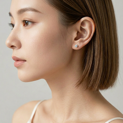 ソリティアモアサナイトピアス / 0.5ct×2