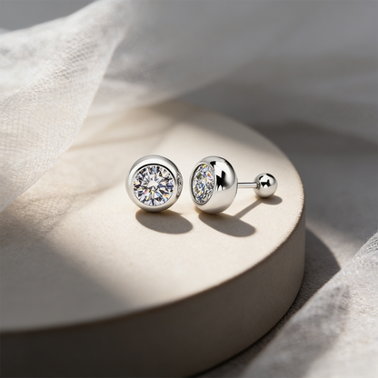 ベゼルセッティング モアサナイトピアス / 0.5ct×2