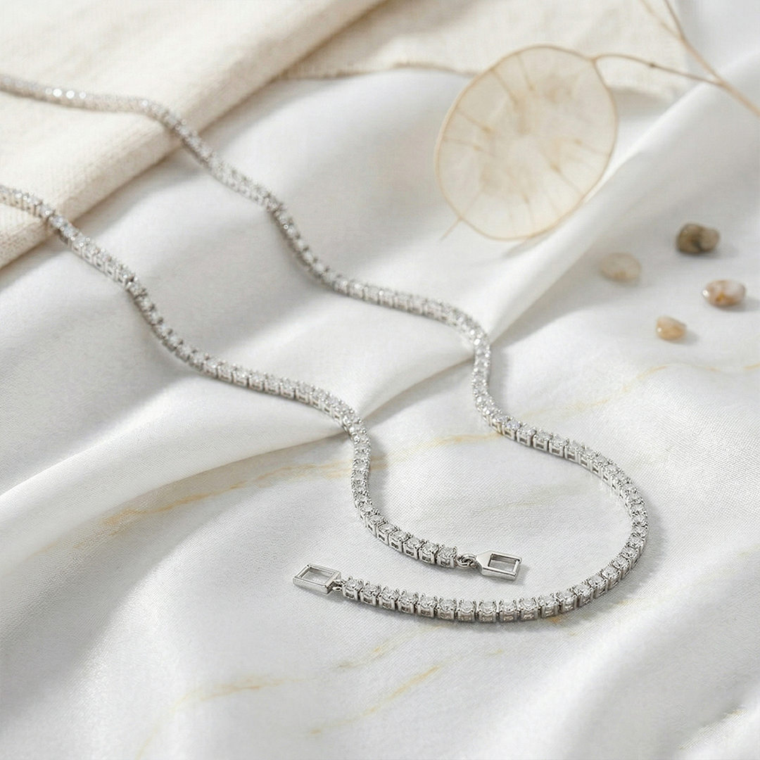 フルラインモアサナイトネックレス / 0.1ct×128石